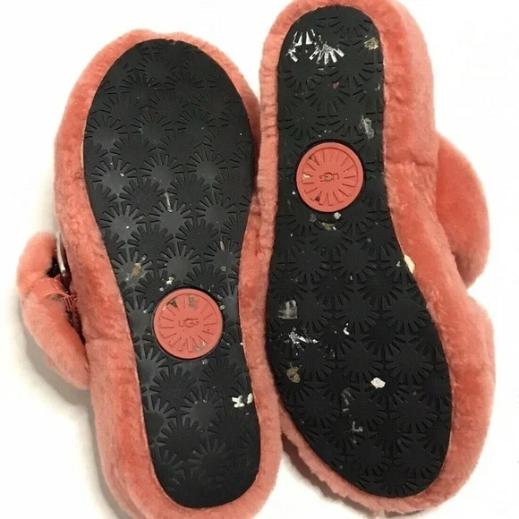 UGG | Fuzz Yeah Slippers Women's Size 6 Orange Comfort Side Buckle Flats - Picture 6 of 9